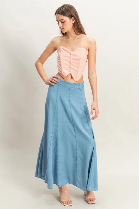 HYFVE Buttoned Front Strapless Knit Bustier Top for Women - Love Salve